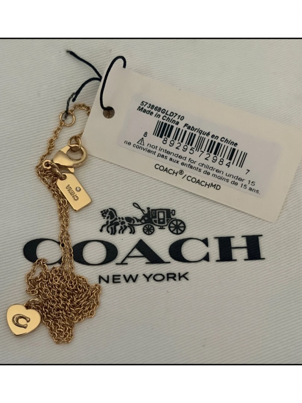 Coach Gold Heart Pendant Necklace - Coach NEW